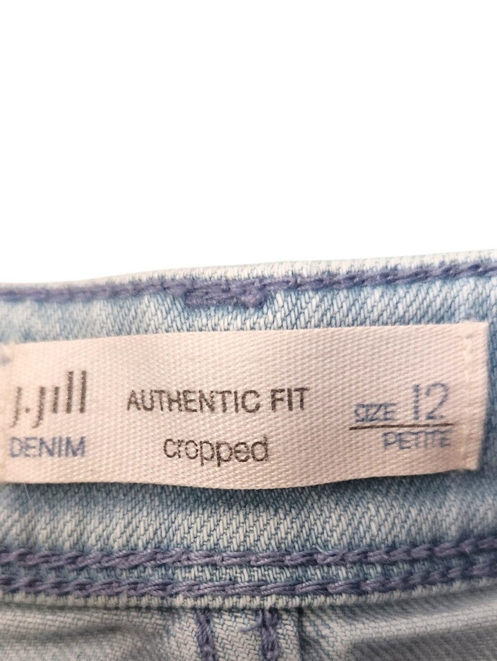 J Jill Blue Denim Cropped Cuffed Capris Stretch High-rise Zip Fly Cuffed Size 12 - Picture 14 of 16